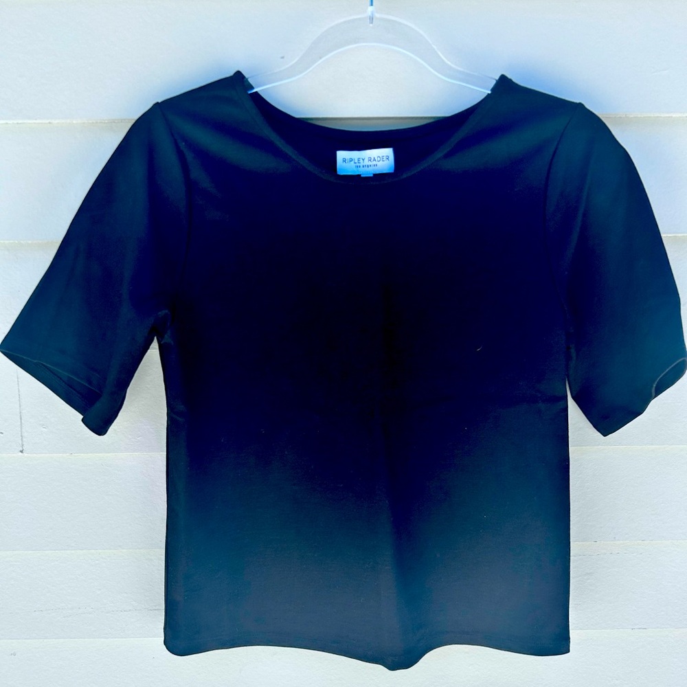 RIPLEY RADER - NEW Black Ponte Short Sleeve Top - size 3